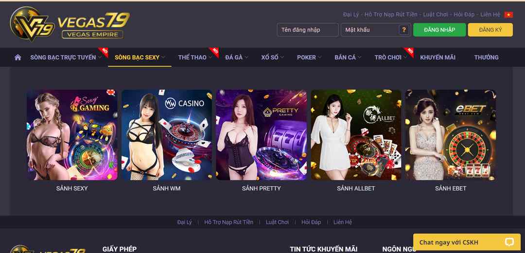 Vegas79 với lĩnh vực Casino Sexy đa dạng